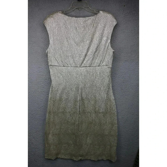 Chaps Metallic Gold Side Rouched Dress-Size 16-Shimmery-Evening-Lined - Picture 8 of 10